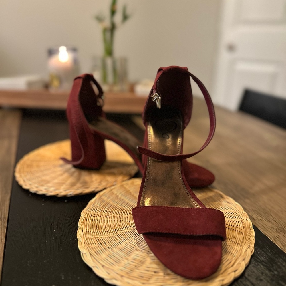 Elegant Burgundy Heeled Sandals